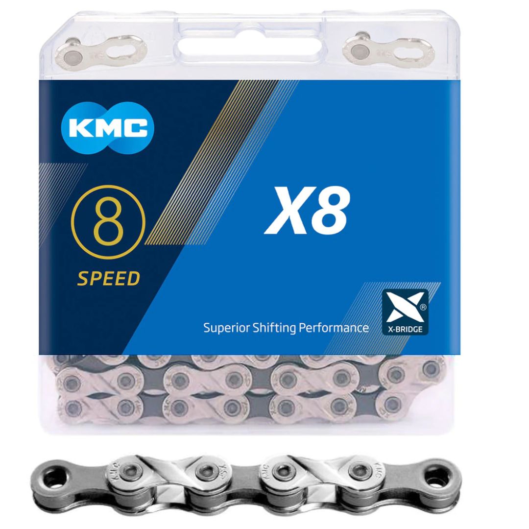 Kmc X8 1/2" X 3/32" Silver/Grey 116l Chain
